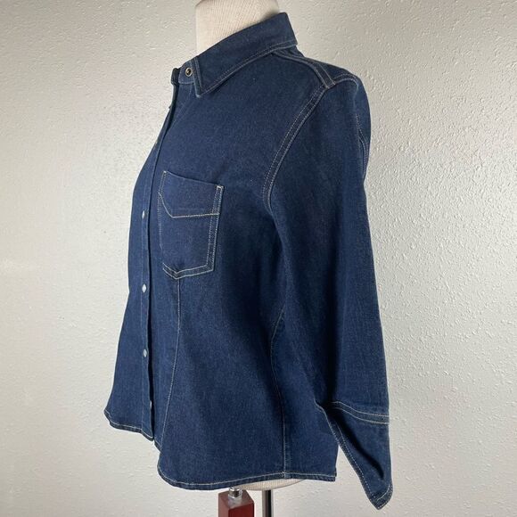 Liz Claiborne LizSport Denim Button Down Shirt Size S EUC - Picture 4 of 6